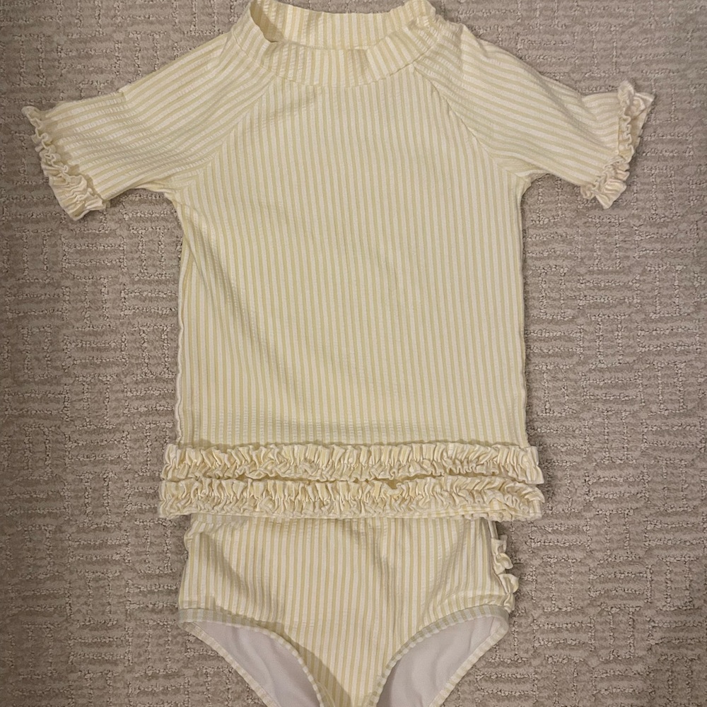 Ruffle Butts Yellow Striped Two Piece Swimsuit